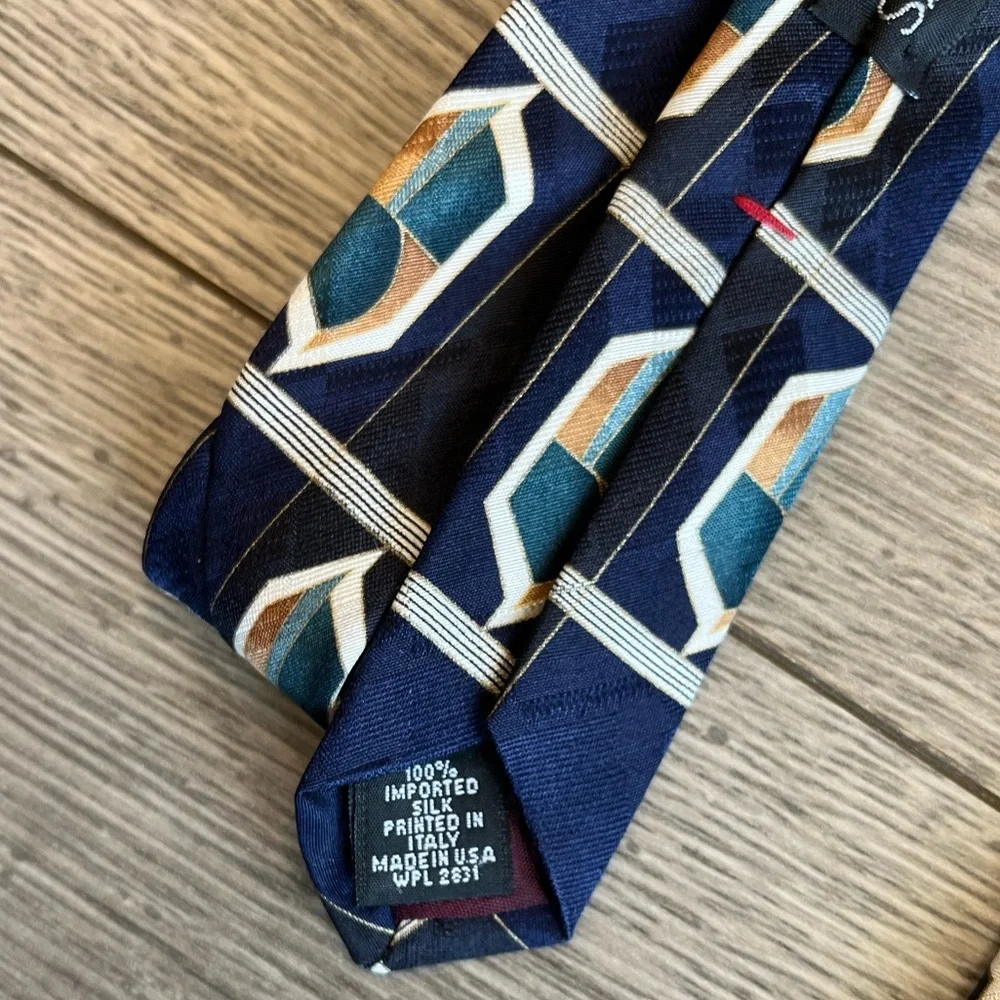 Zylos George Machado Vintage Men’s Neck Tie Geometric Abstract Silk Dressy